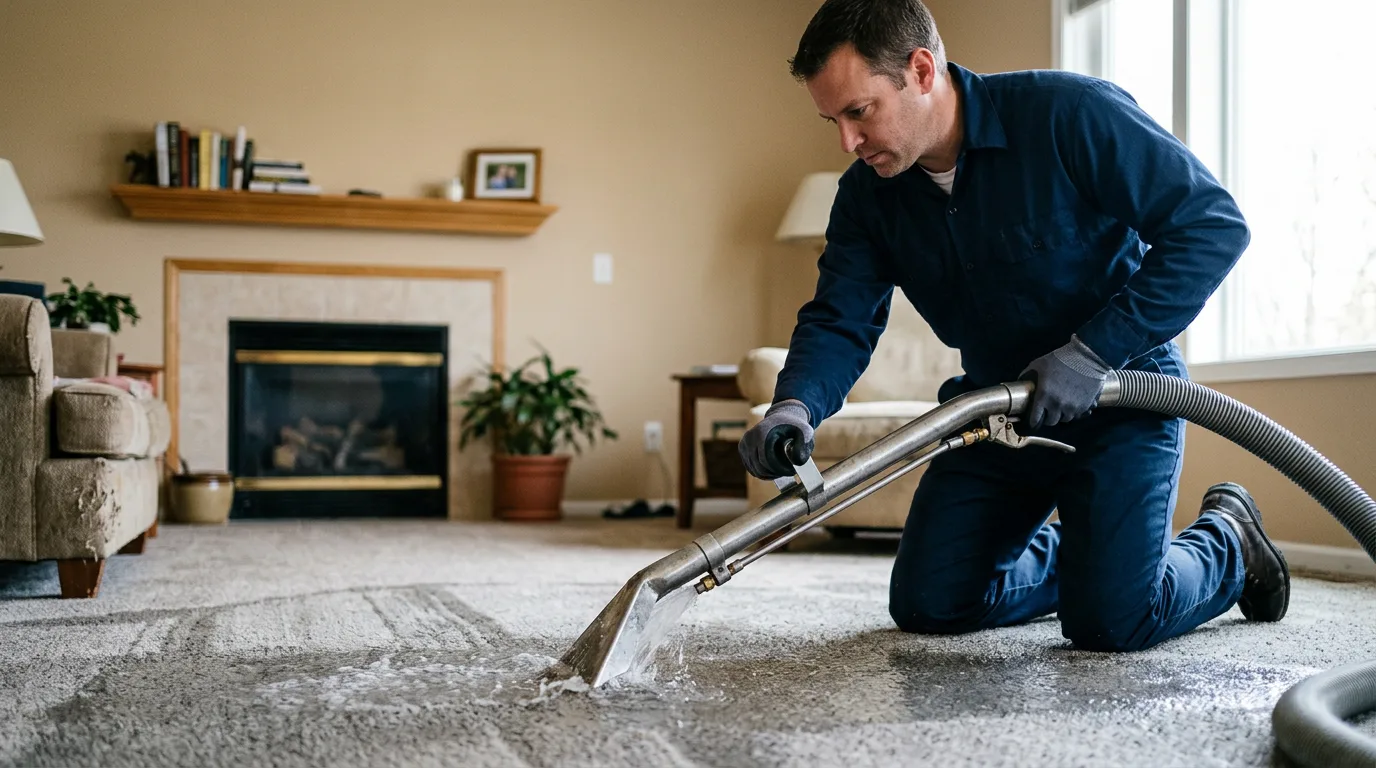 Water damage restoration technician working near La Center, KY